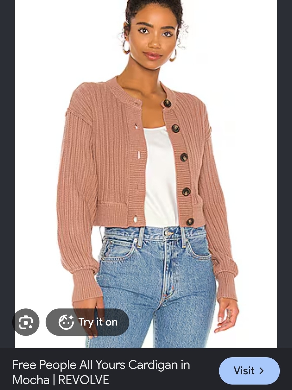 Free People All Yours Cardigan Ribbed Brown